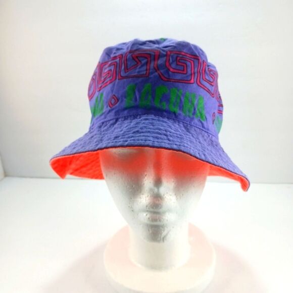 Vintage 90s Laguna Beach California Spell Out Geometric Surf Graphic Bucket Hat - Picture 5 of 8